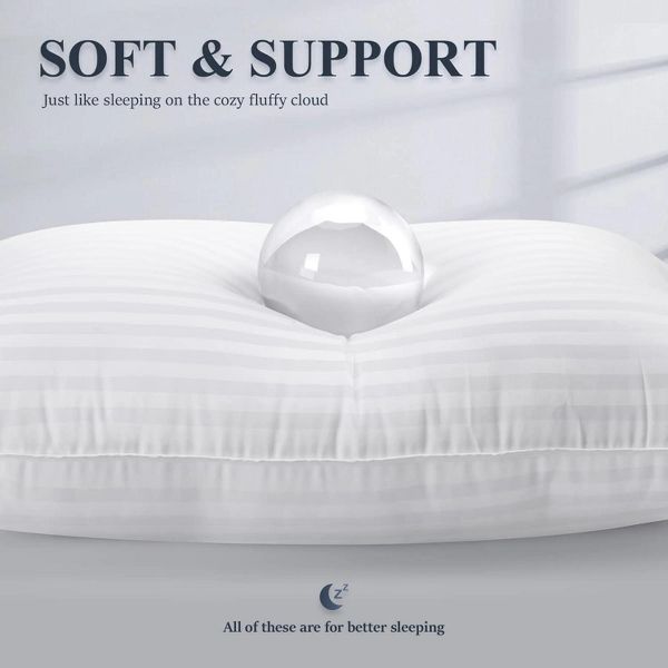 2 Pack Queen Size Bed Pillows for Side and Back Sleeper, with two pillowcases
