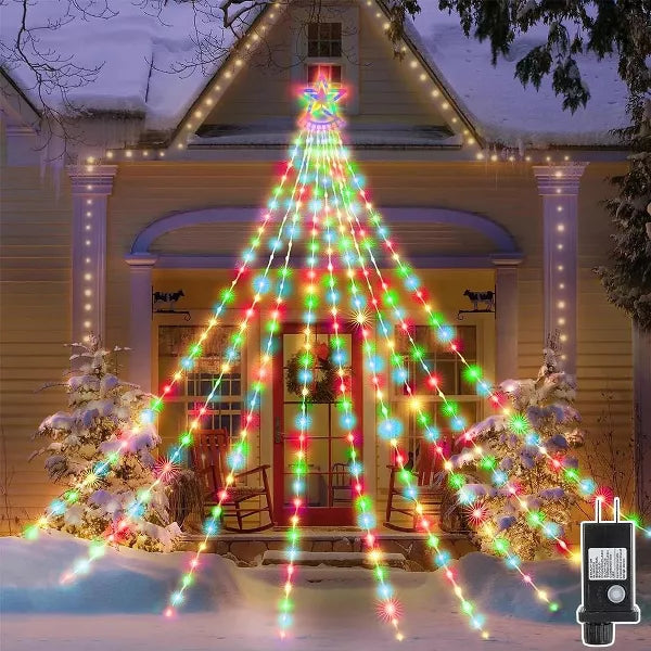 25.8ft Christmas String Lights 350 LED Star Waterfall Lights Christmas Fairy Lights 8 Modes Multicolor Xmas Decor