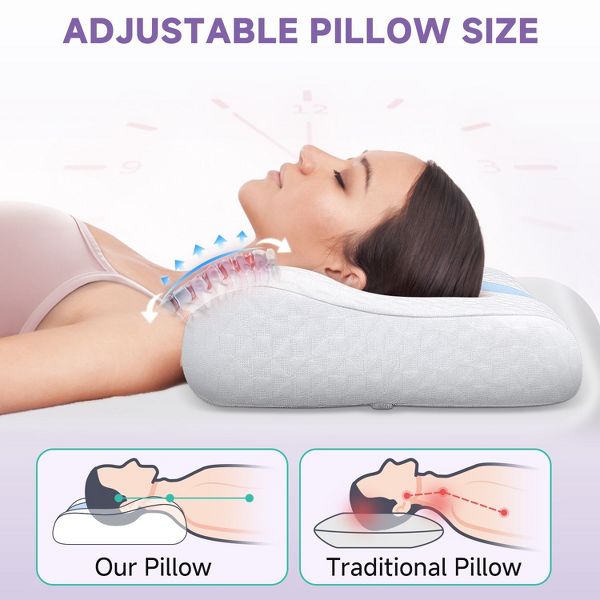 Orthopedic Contour Neck Pillow with Odorless Memory Foam - Perfect for All Sleeping Positions