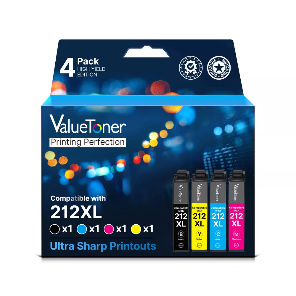 Remanufactured Epson 212XL Ink Cartridges 4-Pack for XP-4100/4105, WF-2850/2830