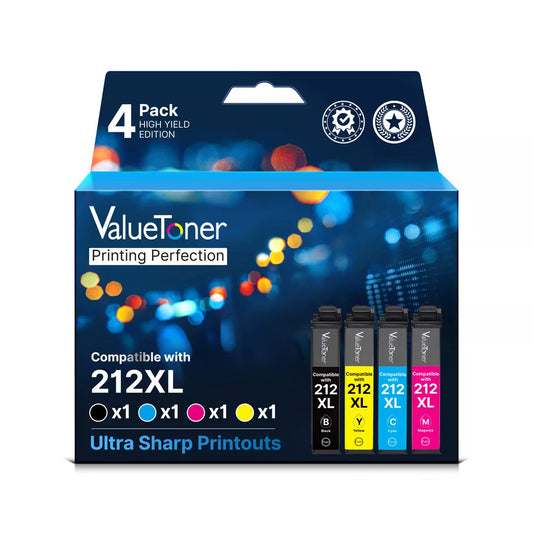 Remanufactured Epson 212XL Ink Cartridges 4-Pack for XP-4100/4105, WF-2850/2830