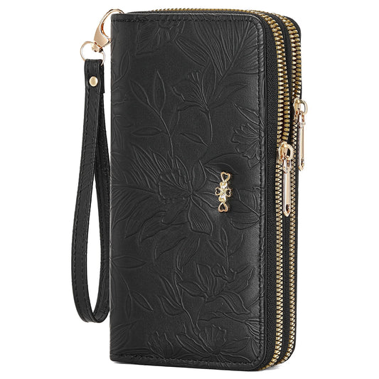 Wallet for Women Clutch Double Zip Around Credit Card Holder Leather Women's Wallet Large Capacity