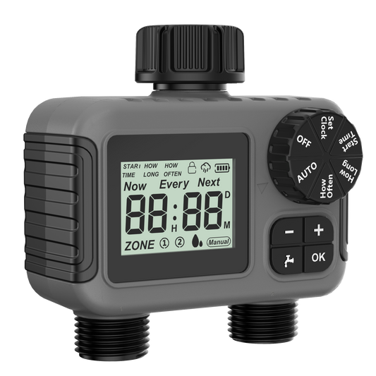 Water Timer for Garden Hose - 2 Zone Sprinkler Timer with Rain Delay/Manual Watering/Automatic Irrigation Controller System