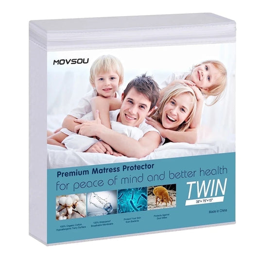 Waterproof Mattress Protector Twin Size Cotton Hypoallergenic Breathable Mattress Cover Pad  Bed Cover 39"x75"