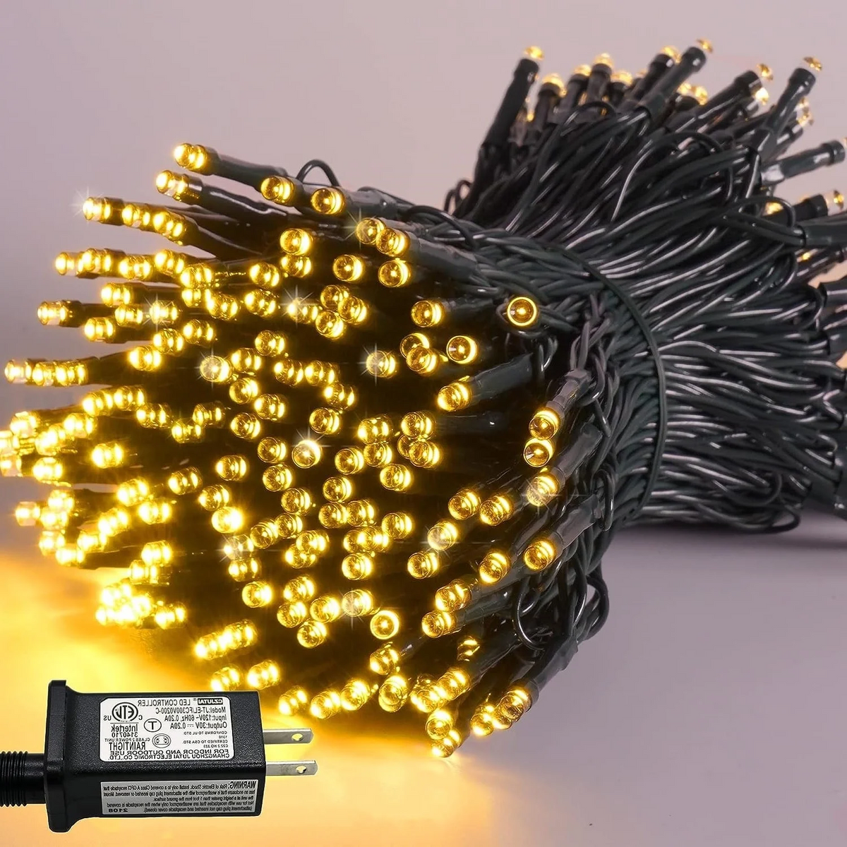 82Ft 200pcs Christmas String Lights LED Twinkle Cluster Lights with 8 Modes Function for Christmas Warm White