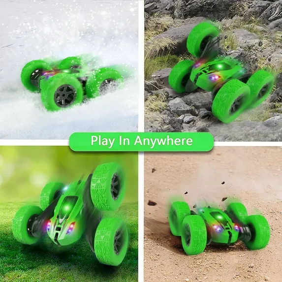 Remote Control Car 4WD RC Cars 2.4GHz Electric Race Stunt Toy Car Rechargeable Birthday Gift Green