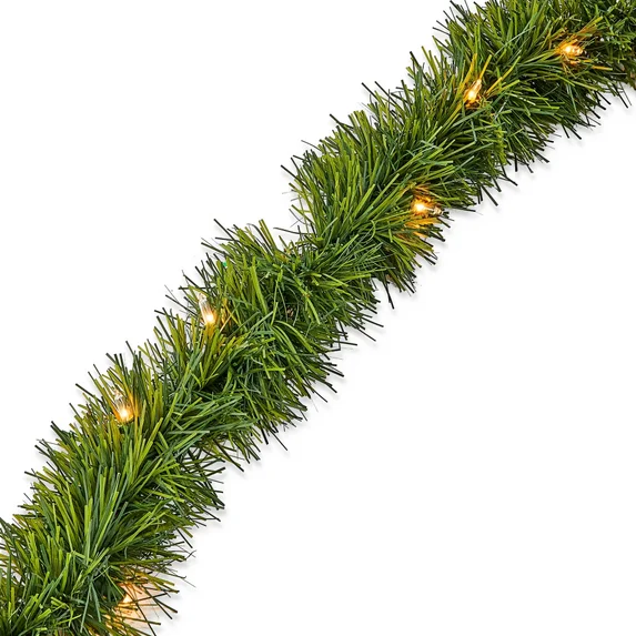 25Ft Christmas Garland Pre-Lit 100 Warm White Lights Soft Artificial Christmas Garland Fireplace Xmas Christmas Collection