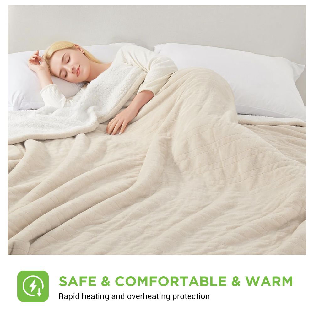 Heated Blanket Electric Blanket Queen Size 84" x 90" Heating Blanket Throw with Controller Over Heat Protection