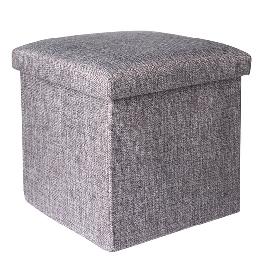 Storage Ottoman Cube Square Ottoman Foot Rest Stool Seat Foldable Storage Boxes Chest 12 Inch Linen Grey