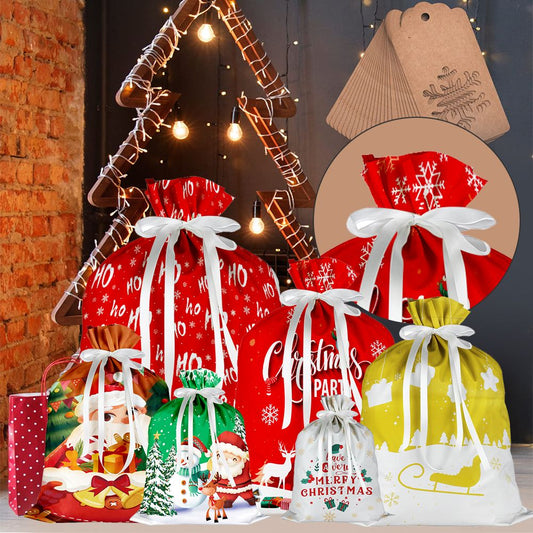 Christmas Gift Bags 34Pcs Drawstrings Gift Bag Christmas Bags For Gifts Xmas Presents Wrapping Bags