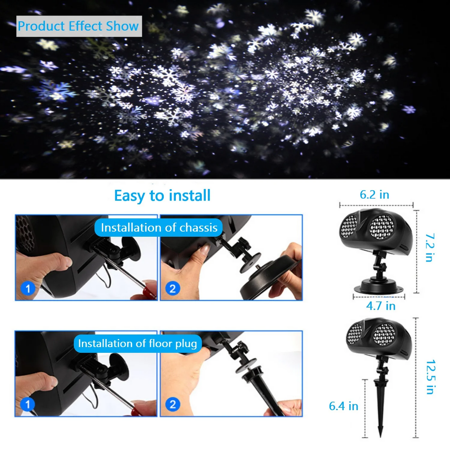 Christmas Snowflake Projector Lights Remote Control Timer Waterproof LED Snowflake Light Snowfall Show Lights for Xmas Holiday Party Decoration