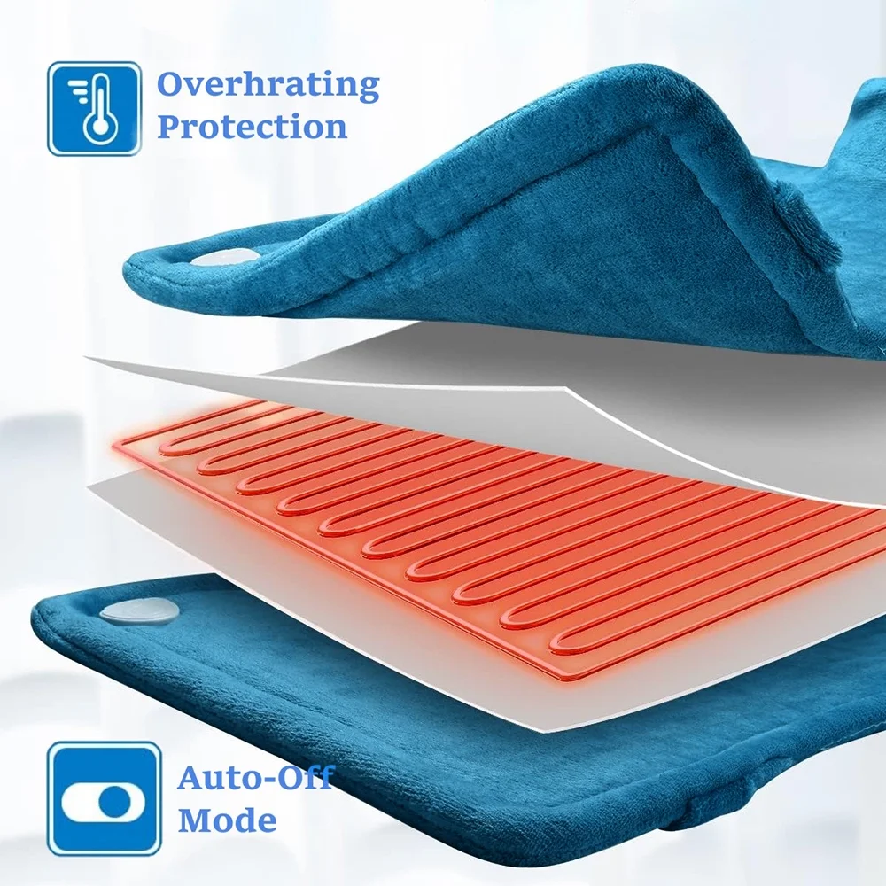 24" x33 "Heating Pad for Back Neck and Shoulders Heating Vest , 6 Heating Modes for Relaxing Blue