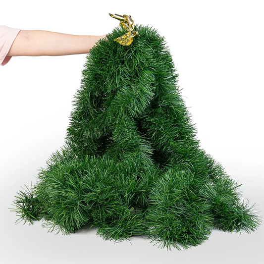50FT Non-Lit Soft Green Unlit Artificial Greenery Garland for Christmas Decoration for Outdoor Or Indoor, Artificial Christmas Garland Decoration