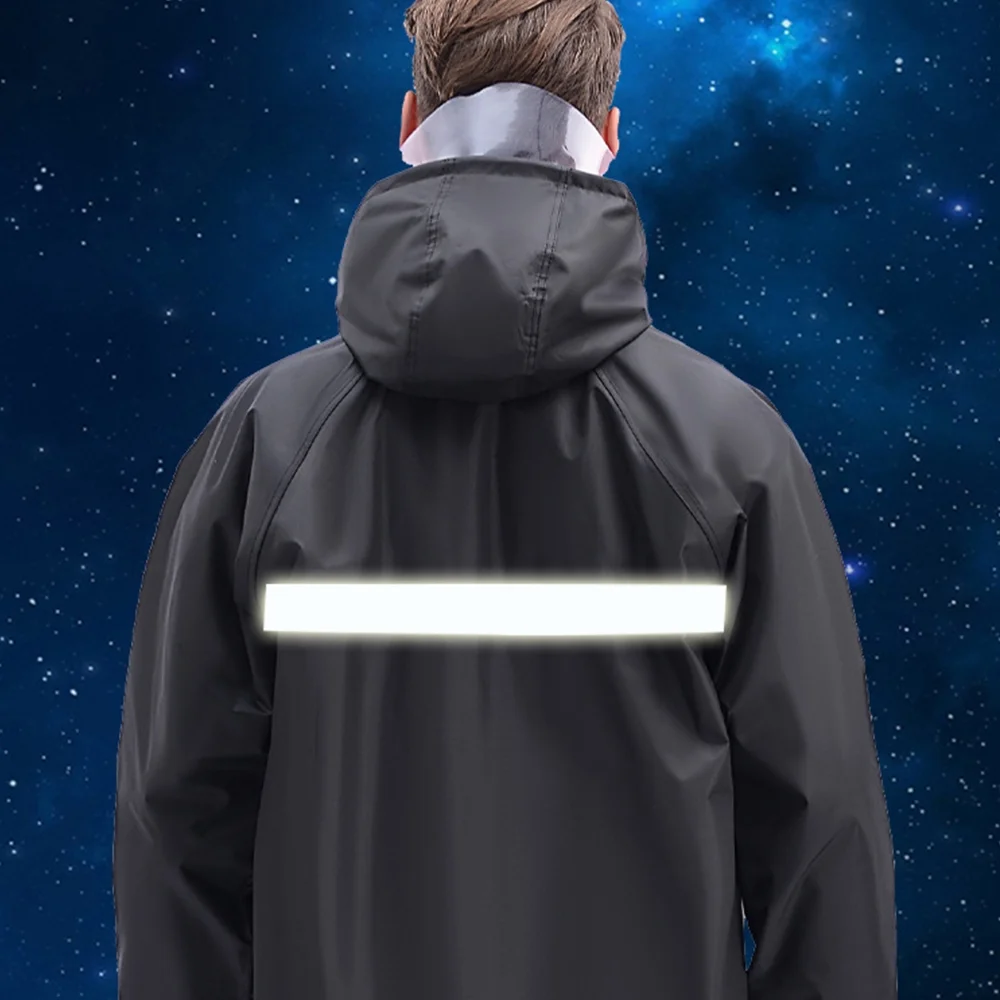 Waterproof Raincoat Men's Long Rain Jacket Lightweight Rainwear Reflective Reusable with Hood