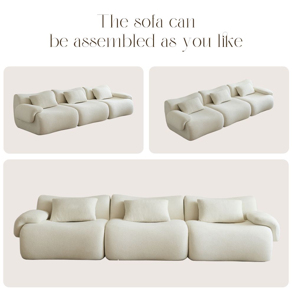 Modular Sectional Sofa 115" Sectional Couches 3 Seater Chenille Couch Beige