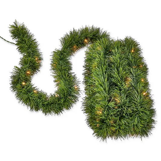 25Ft Christmas Garland Pre-Lit 100 Warm White Lights Soft Artificial Christmas Garland Fireplace Xmas Christmas Collection