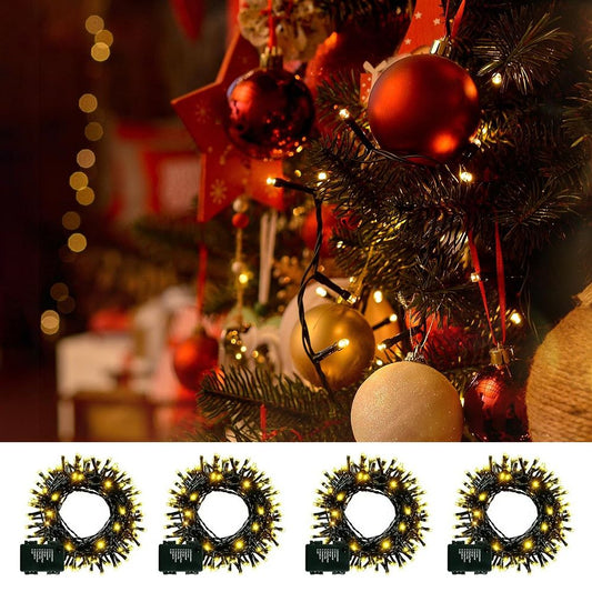 16.4ft White Christmas Tree String Lights 4 Pack Christmas Fairy Lights with 8 Modes Battery Operated Indoor Outdoor Waterproof Lights