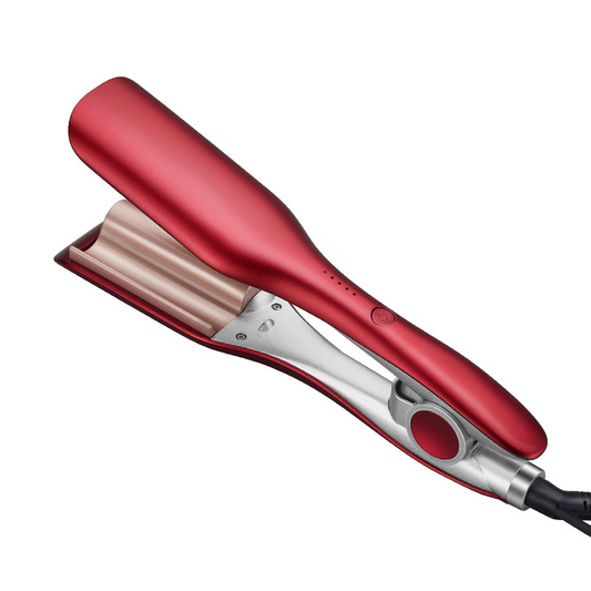 1.25 Inch Red Waver Curling Iron, Beach Waves Curling Wand, Ionic Hair Waver with Anti-Scald Hair Crimper for Women's Hair