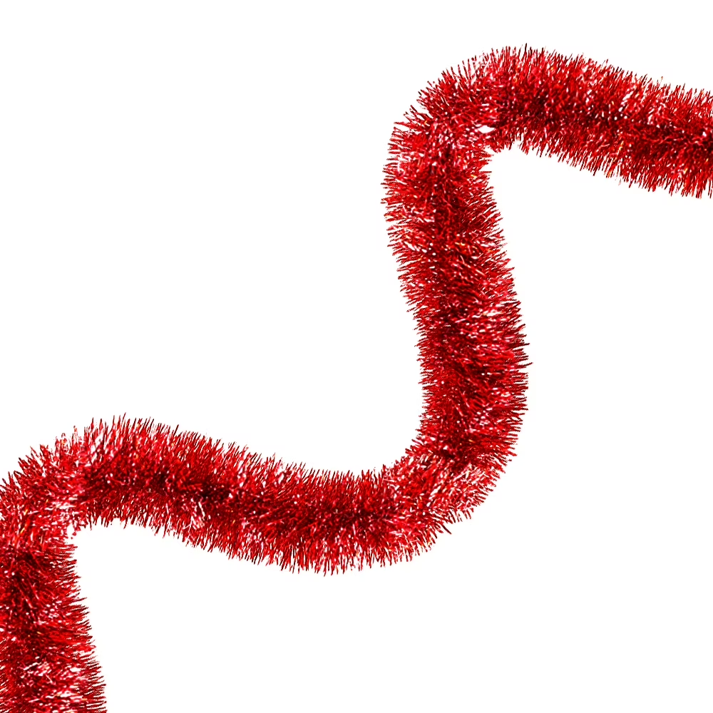 50FT Red Metallic Twist Shiny Garland for Christmas Tree Decorations, Xmas Hanging Decor for Indoor Outdoor Use