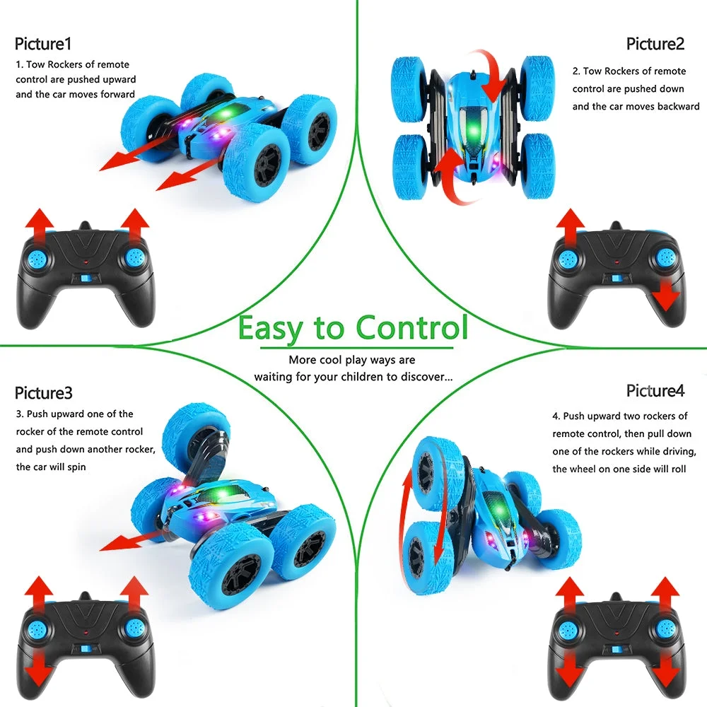 Remote Control Car 4WD RC Cars 2.4GHz Electric Race Stunt Toy Car Rechargeable Birthday Gift Blue