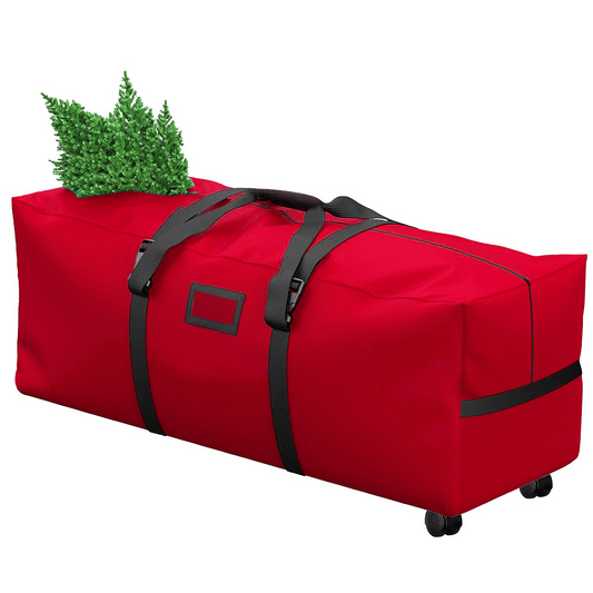 7.5 Ft Christmas Tree Storage Bag Rolling 2 Swivel Wheels Xmas Tree Bag Holiday Tree Storage Case Red