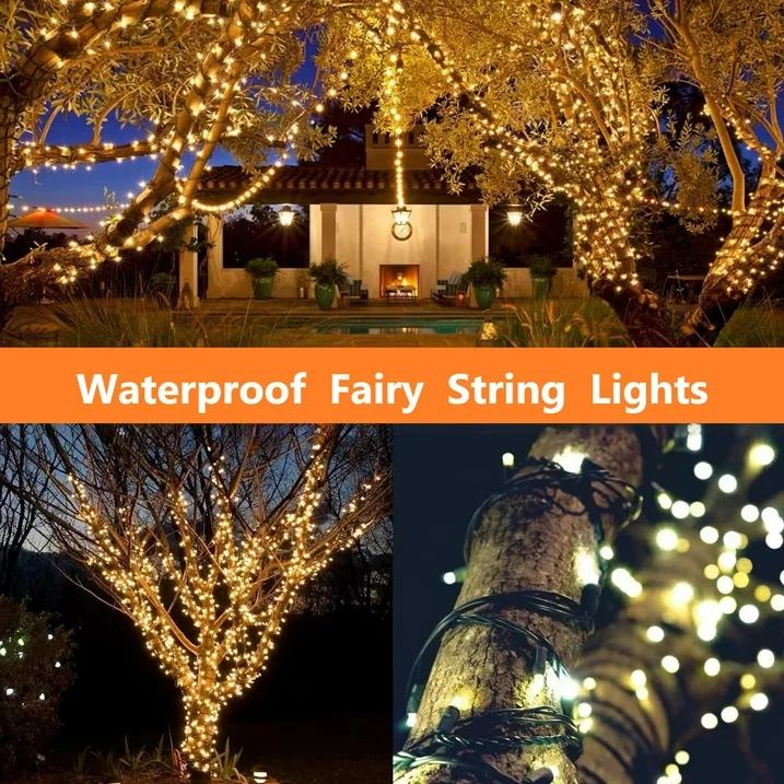 16.4ft White Christmas Tree String Lights 4 Pack Christmas Fairy Lights with 8 Modes Battery Operated Indoor Outdoor Waterproof Lights