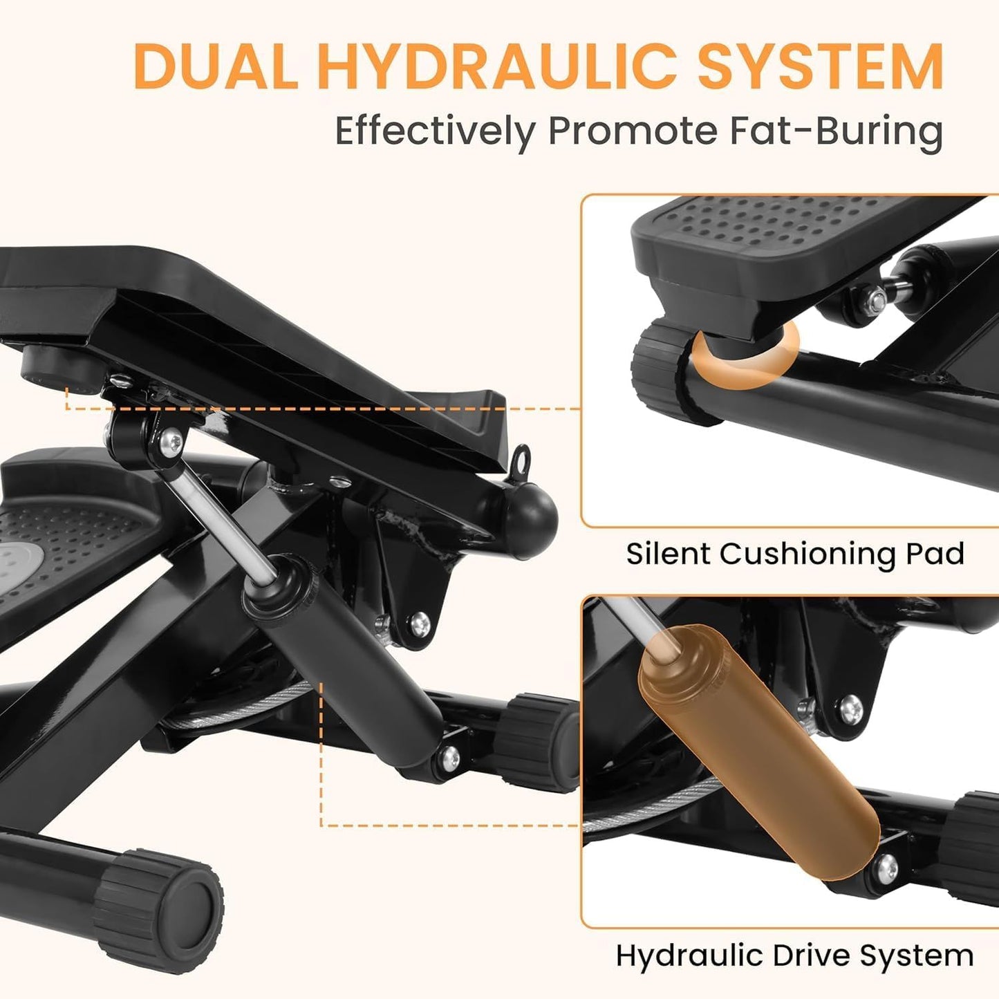 Adjustable Mini Step Machine for Full Body with Bands (Up to 300 lbs)