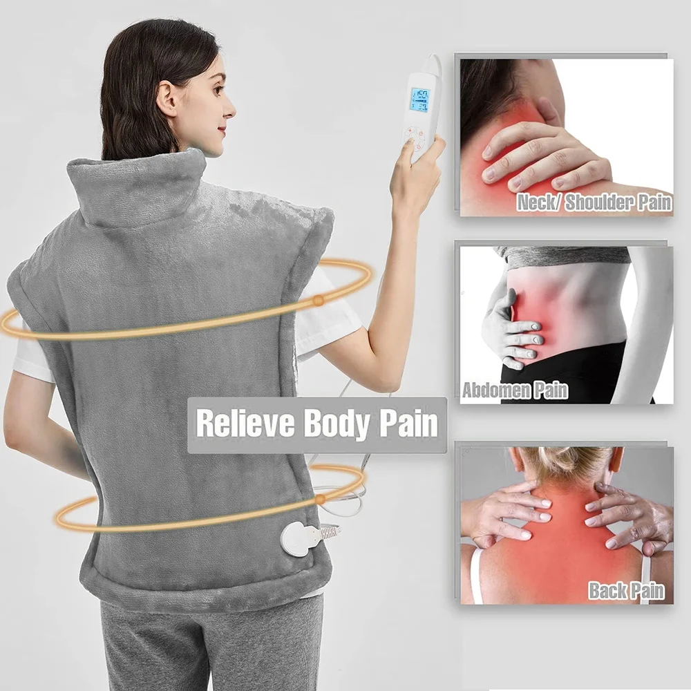 24" x33 "Heating Pad for Back Neck and Shoulders Heating Vest , 6 Heating Modes for Relaxing Gery