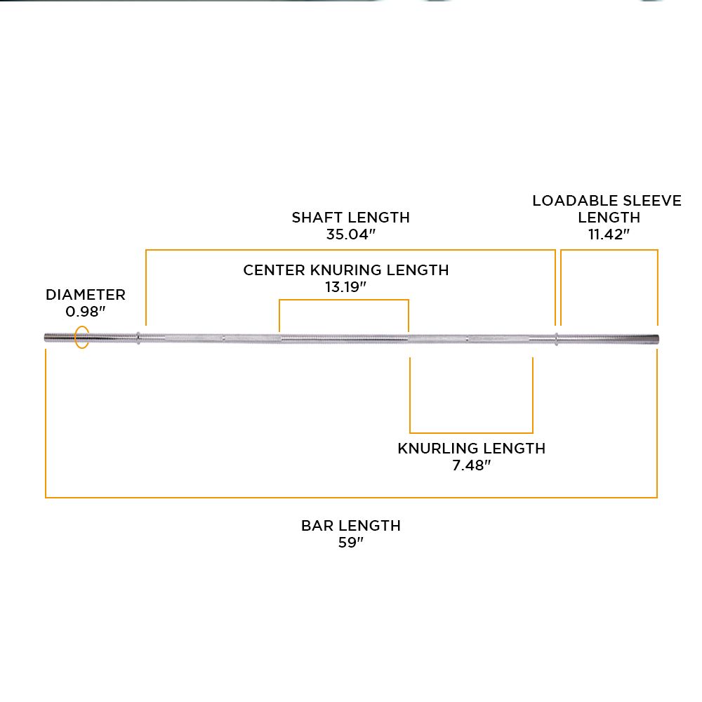 1 Inch Stardard Barbell Bar 5FT for Weightlifting and Power Lifting 300 Pound Capacity Chrome Finish Silver