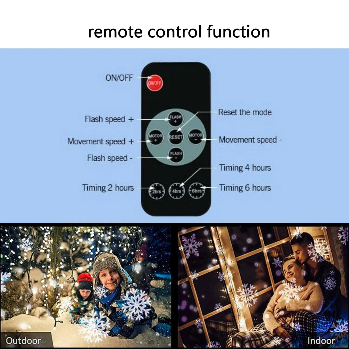 Christmas Snowflake Projector Lights Remote Control Timer Waterproof LED Snowflake Light Snowfall Show Lights for Xmas Holiday Party Decoration