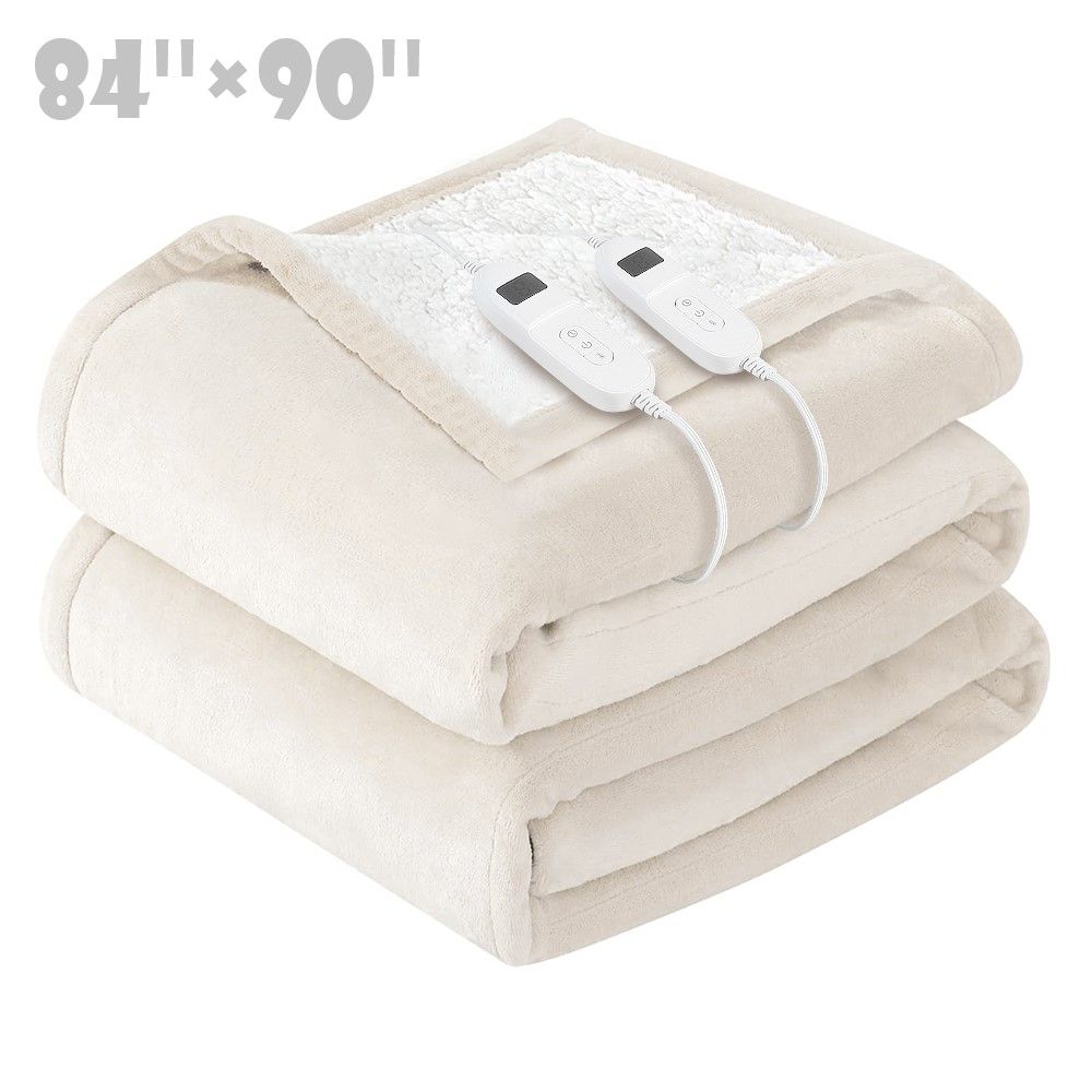 Heated Blanket Electric Blanket Queen Size 84" x 90" Heating Blanket Throw with Controller Over Heat Protection