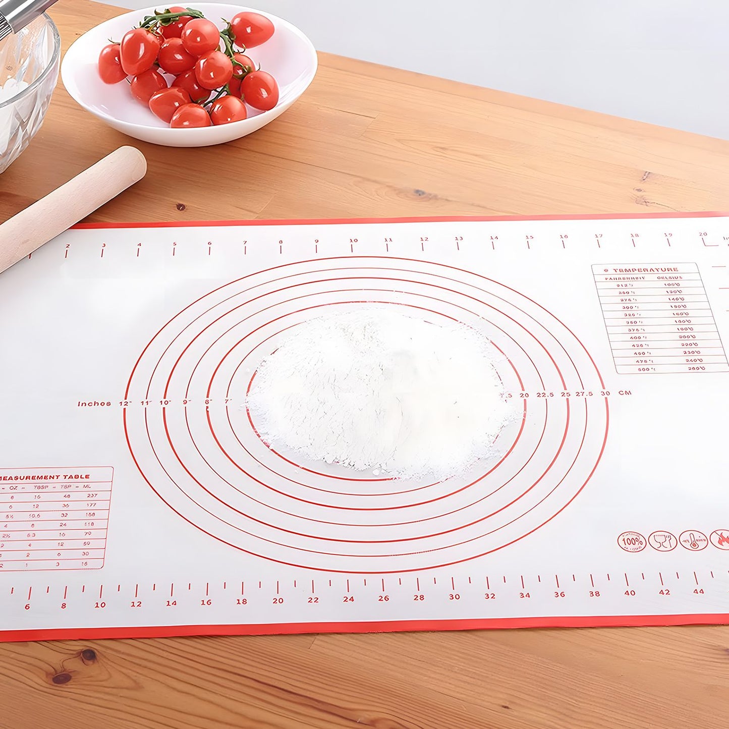 24" x 16" Silicone Pastry Mat Rolling Baking Mat Dough Kneading Mat with Measurements Non Slip