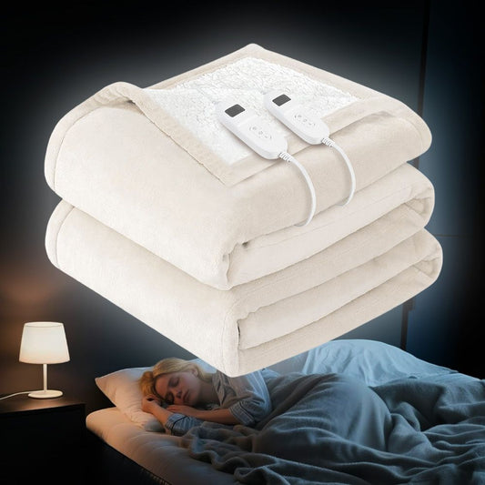 Heated Blanket Electric Blanket Queen Size 84" x 90" Heating Blanket Throw with Controller Over Heat Protection