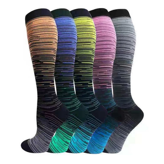 5 Pairs Tapered Mixed Colors Compression Socks for Women