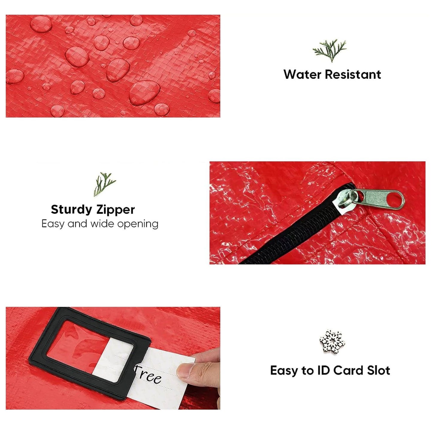 Christmas Tree Storage Bag - Fits 7.5 ft Disassembled Trees with 48"x15"x20" Zippered Handles Red