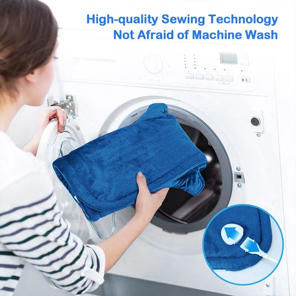 25''X 18''Blue Electric Heat Pad for Neck and Shoulders, Heating Pad with 4 Heat Settings and Auto Shut Off, Machine Washable, Gifts for Family