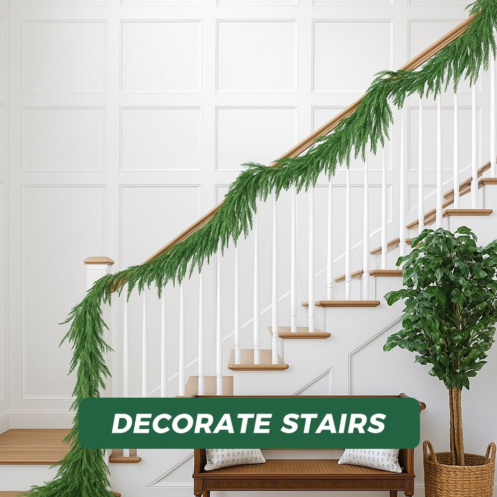 6FT Realistic Artificial Christmas Garland Lifelike Cedar Garland for Holiday Outdoor Indoor Decorations