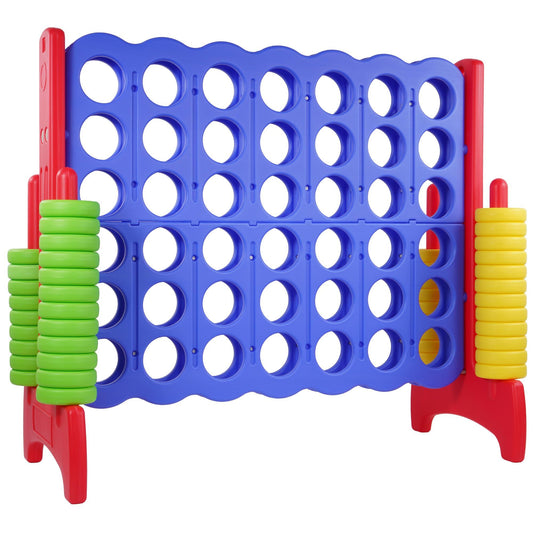 Giant 4-in-a-Row 4 to Score Connect Game with Basketball Hoop and Ring Toss for Kids and Adults, 42 Rings and Quick-Release Slider