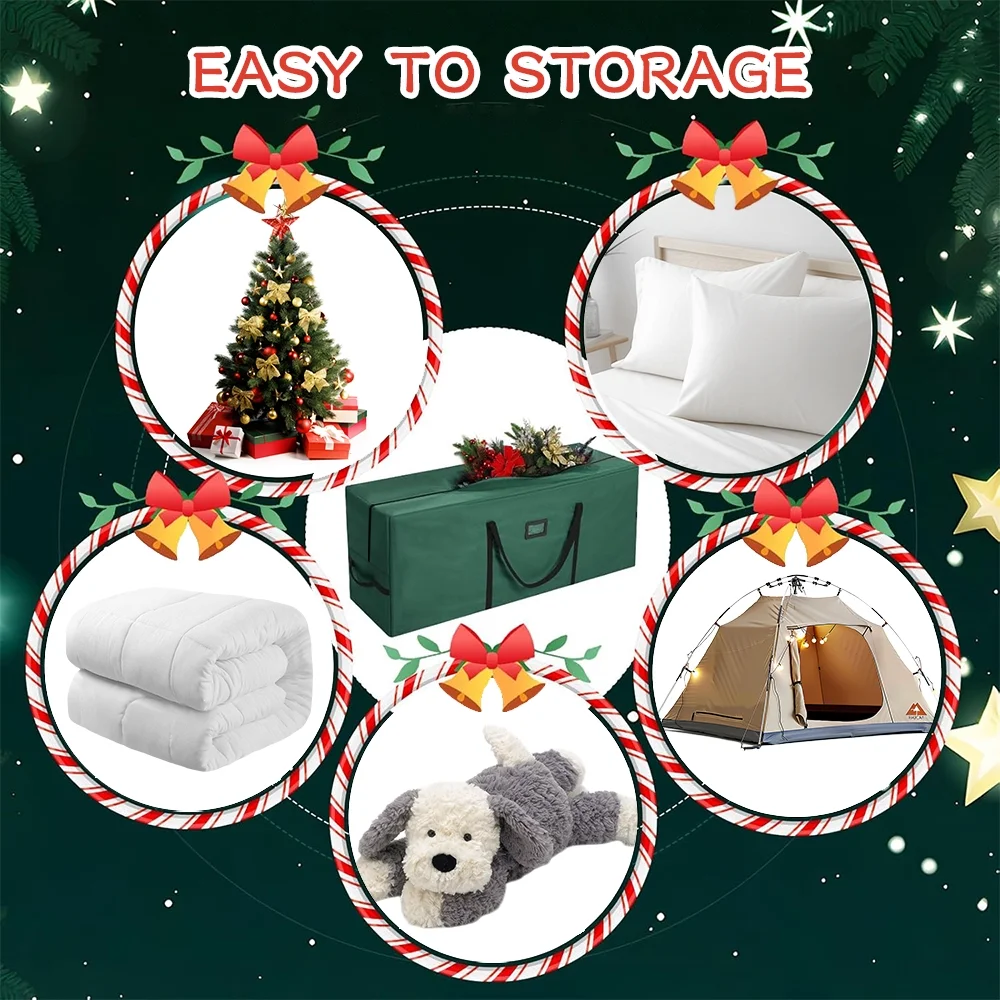 7.5Ft Christmas Tree Storage Bag, Used For Holding Artificial Christmas Trees, Green (50"x16"x20")