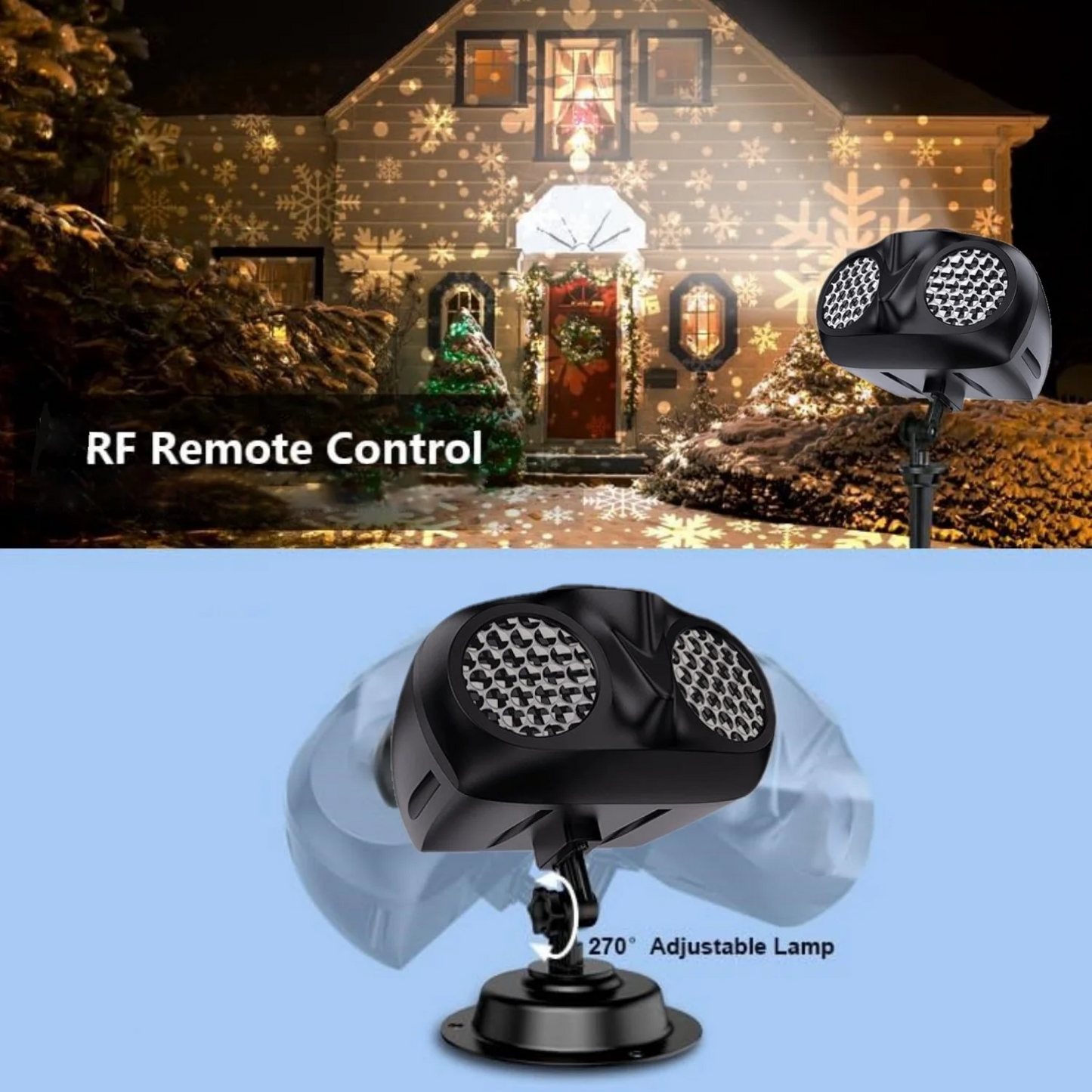 Christmas Snowflake Projector Lights Remote Control Timer Waterproof LED Snowflake Light Snowfall Show Lights for Xmas Holiday Party Decoration