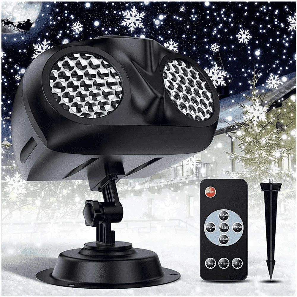 Christmas Snowflake Projector Lights Remote Control Timer Waterproof LED Snowflake Light Snowfall Show Lights for Xmas Holiday Party Decoration
