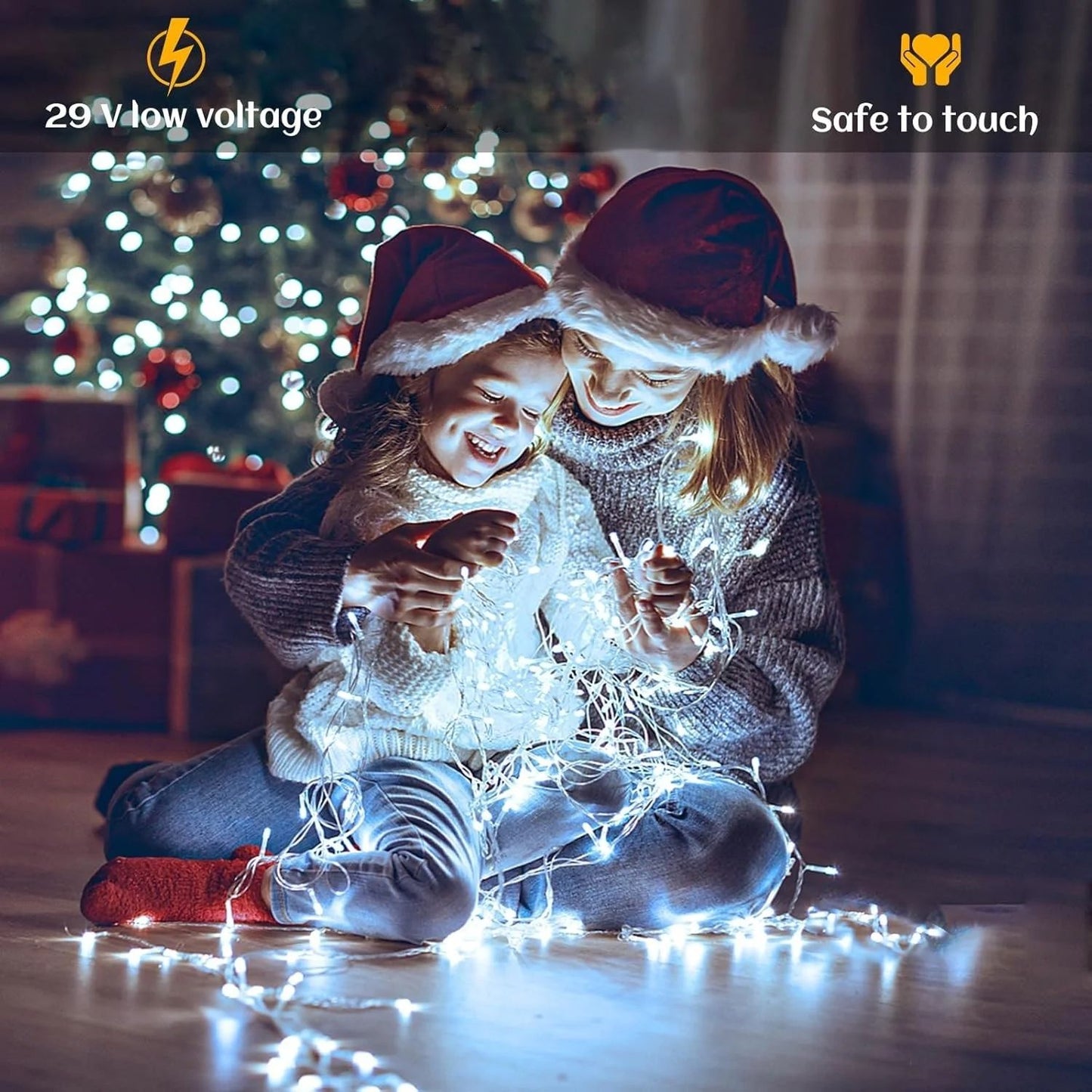 29.5 FT 360 White LEDs and 60 Drop Christmas Icicle String Lights , 8 Lighting Modes,Suitable for Decorating Festivals, Weddings and Eaves