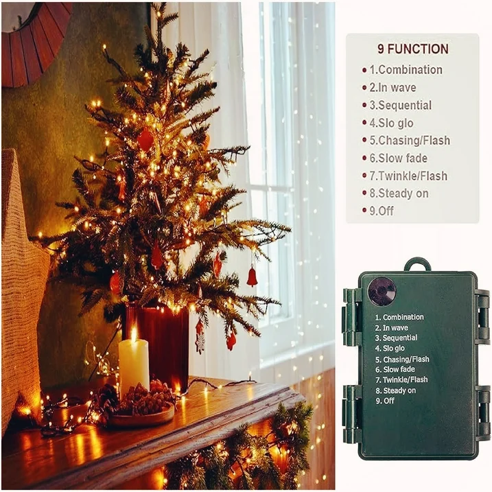 16.4ft White Christmas Tree String Lights 4 Pack Christmas Fairy Lights with 8 Modes Battery Operated Indoor Outdoor Waterproof Lights
