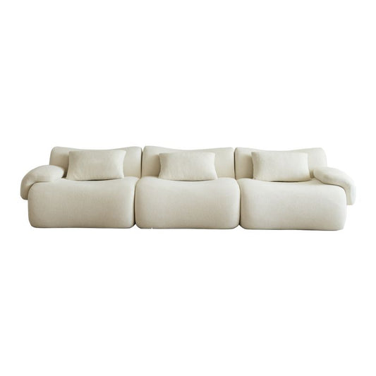 Modular Sectional Sofa 115" Sectional Couches 3 Seater Chenille Couch Beige