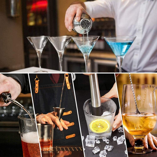 9 Piece Stainless Steel Cocktail Shaker Set Bar Tools Bartending Kit Gift Set For Home Bar Party with Bar Accessories