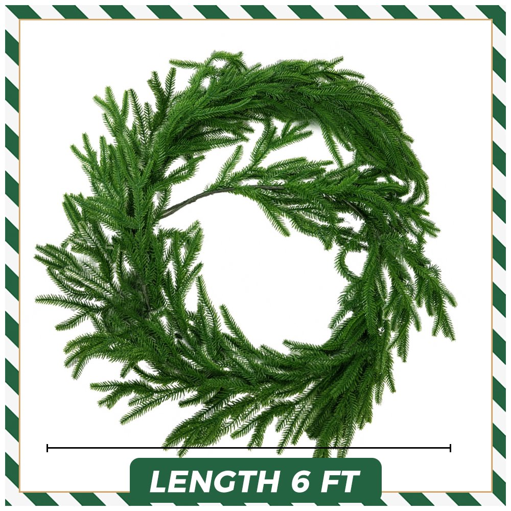 6FT Realistic Artificial Christmas Garland Lifelike Cedar Garland for Holiday Outdoor Indoor Decorations