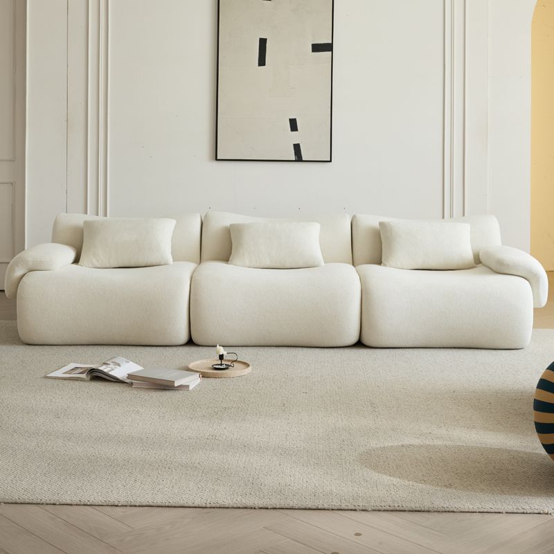 Modular Sectional Sofa 115" Sectional Couches 3 Seater Chenille Couch Beige