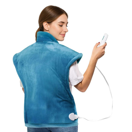 24" x33 "Heating Pad for Back Neck and Shoulders Heating Vest , 6 Heating Modes for Relaxing Blue
