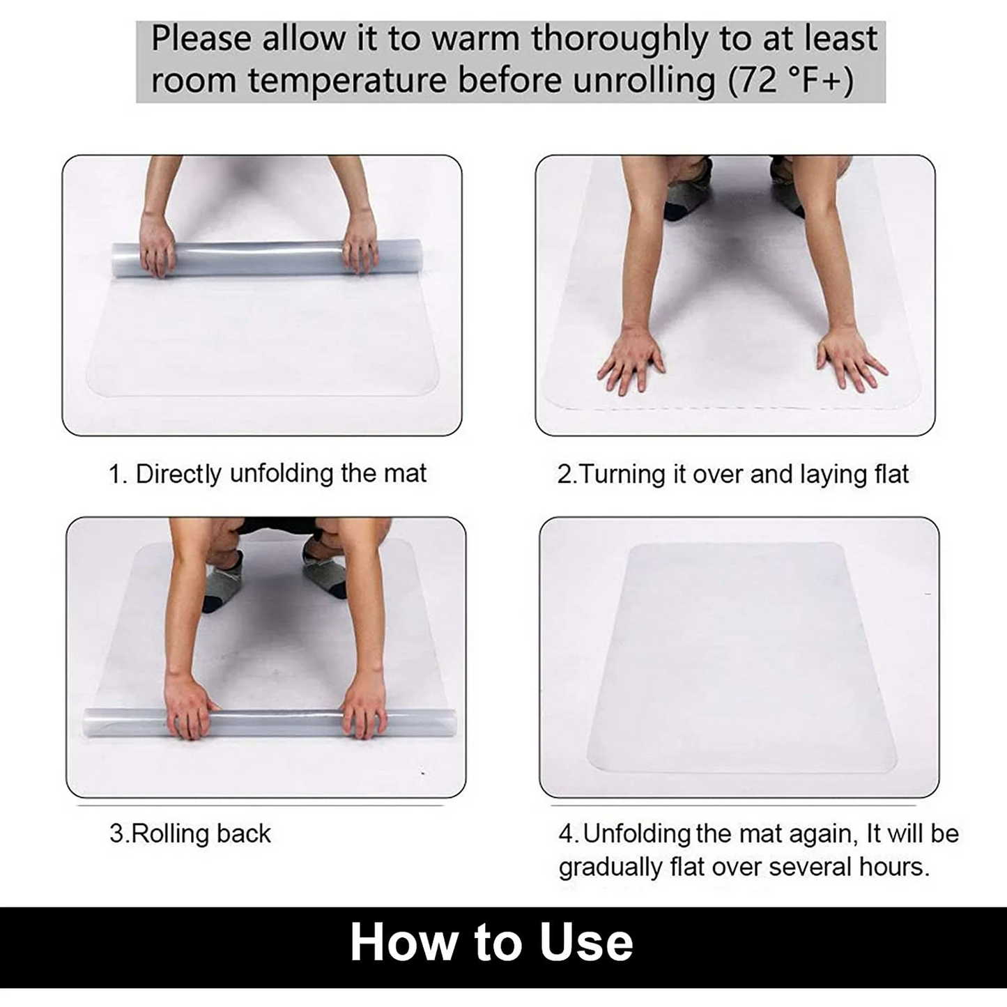 Rectangle Cleanable PVC Office Chair mat for Hardwood Floor Protection Easy Glide on Matte Floor Mat 36" x 48"