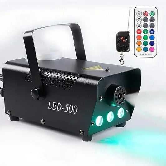 Smoke Machine Fog Machine Colorful LED Lights Smoke Sprayer Remote Fogger Halloween